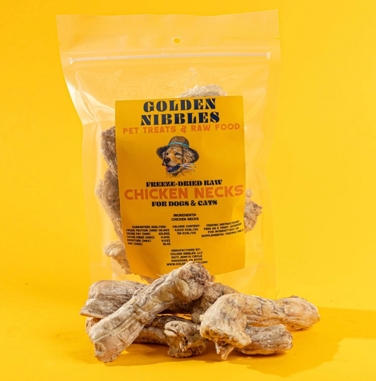 Golden Nibbles | Freeze-Dried Raw Chicken Necks – 3 oz