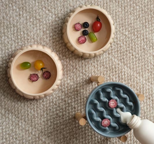 PEHOM | Macaroni Ceramic Slow Feeder Dog Bowl | Small