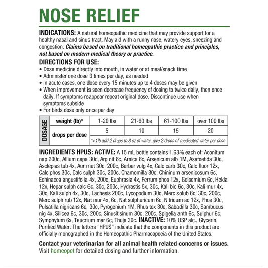 HomeoPet | Nose Relief | Homeopathic Oral Drops – 15 mL