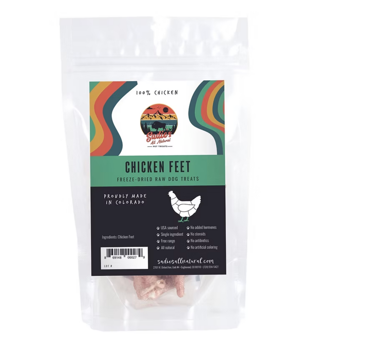 Sadie’s All Natural |  Freeze-Dried Raw Chicken Feet – （contains 5 pieces/bag）