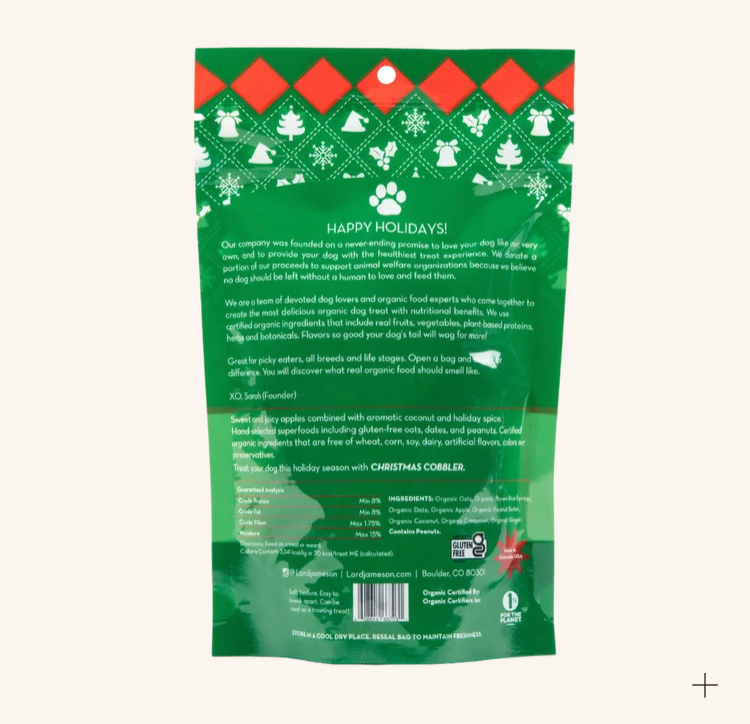 Lord Jameson | Holiday Christmas Cobbler Organic Dog Treats