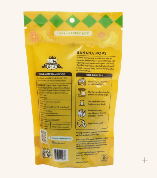 Lord Jameson | Banana Pops Organic Dog Treats