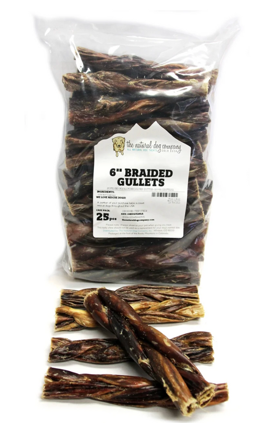 Tuesday’s Natural Dog Company |  6" Braided Gullet Sticks – 3 Pack