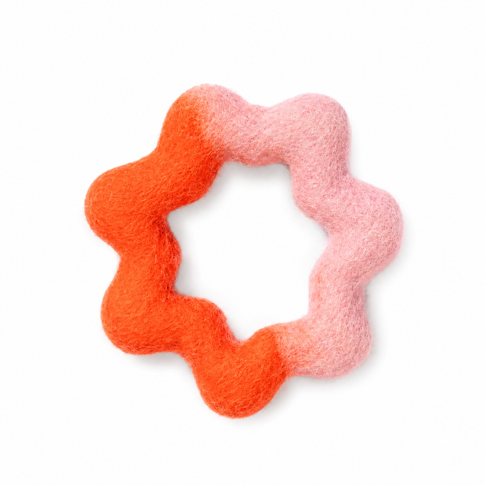 Awoo | Wiggle Ring Felt Wool Dog Toy – Pink & Orange