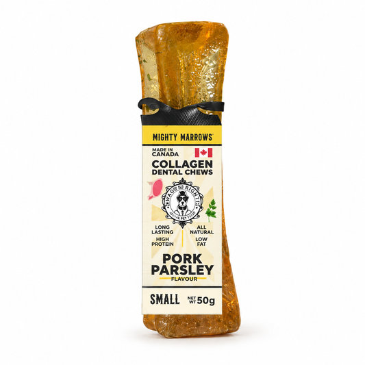 Wag &Bright | Mighty Marrows Collagen Dental Chew – Pork &Parsley | Small 50g
